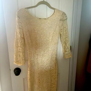 Beige Lulus long Sleeve Lace Dress